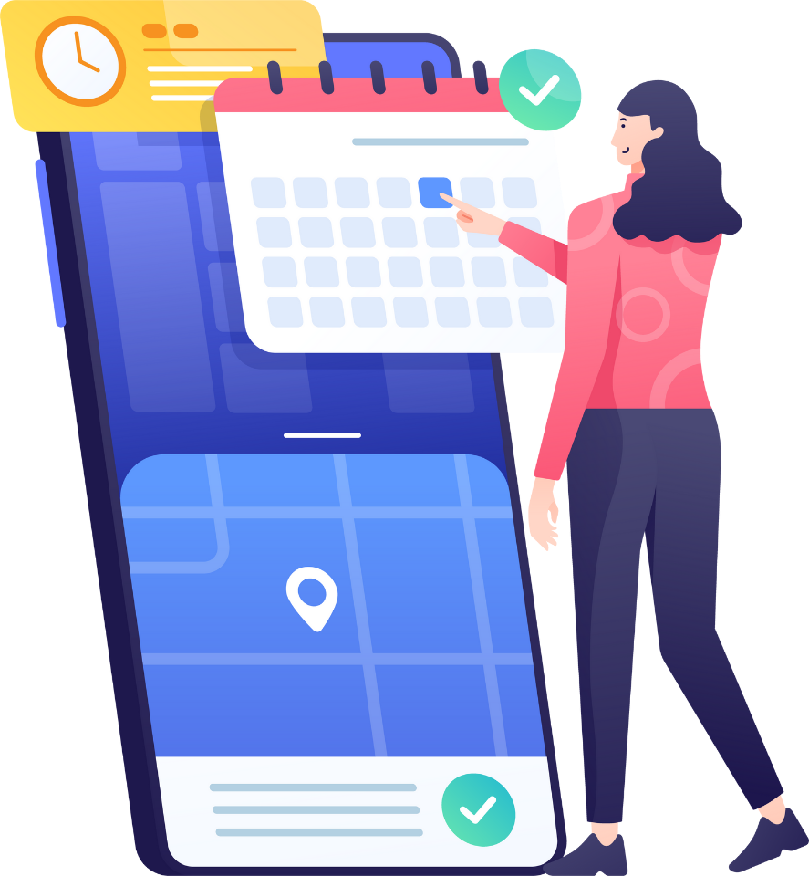 Illustration of easy-to-use software, similar to a chat app.